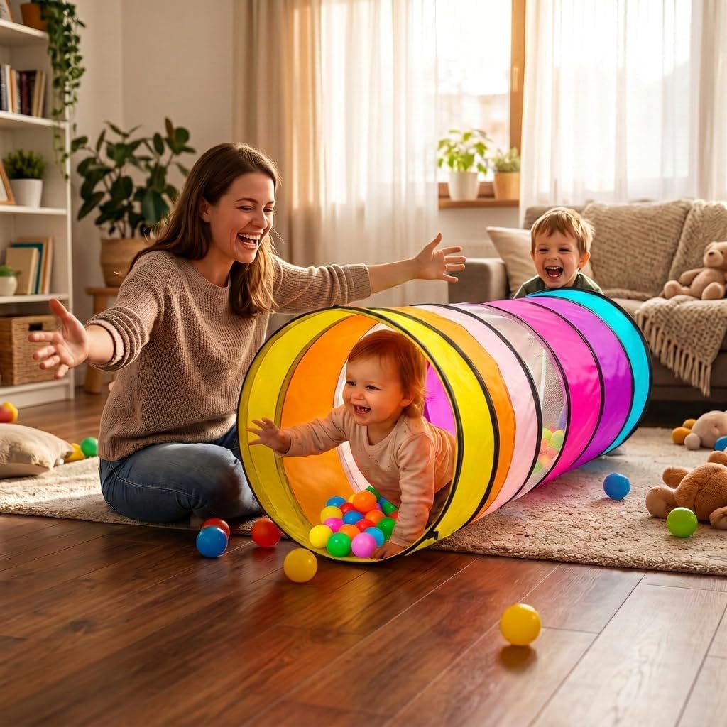 NUBUNI Tunnel XL 180 cm. : Tunnel Kinder : Kriechtunnel : Krabbeltunnel für Kinder : Spieltunnel Kin