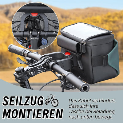 XIQI Lenkertasche Fahrrad mit Lenkeradapter für E-Bikes, Fahrradtasche Vorne Lenker Wasserdicht Fahr
