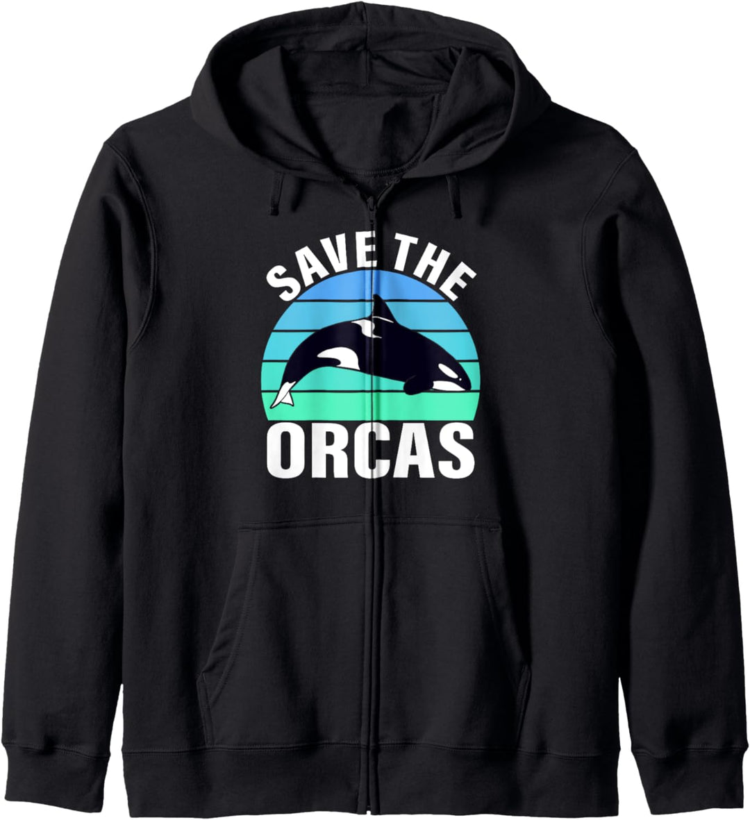 Save The Orcas Retro Sunset Distressed Orca Wal Ocean Kapuzenjacke
