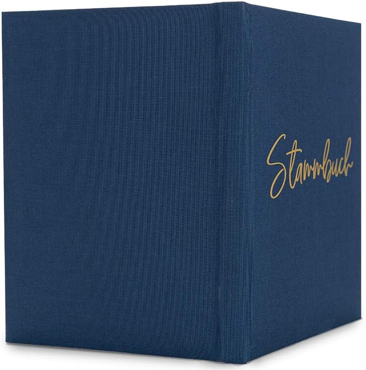 Hochzeitideal – Stammbuch der Familie Amore blau 21,0 cm x 15,0 cm - Buchbinderleinen Hochzeit - Fam