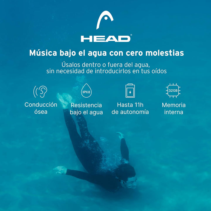 HEAD Bone Kabellose Sport-Kopfhörer, Lauf-Kopfhörer mit 11 Stunden Wiedergabe, Lauf-Kopfhörer mit Kn