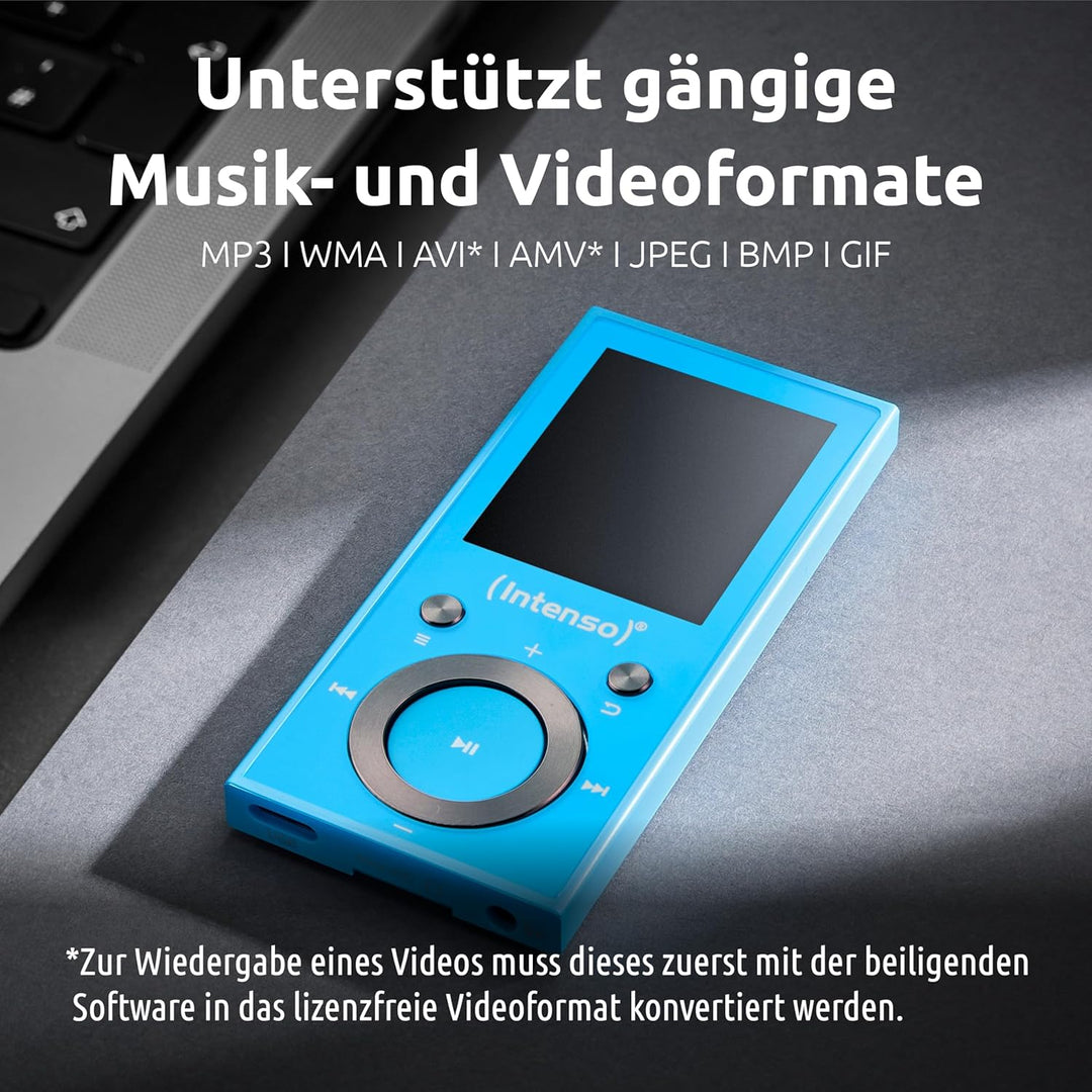 Intenso Video Scooter BT MP3 Player mit Bluetooth 5.0, 1,8 Zoll Farbdisplay, 64 GB microSD, USB-C, b