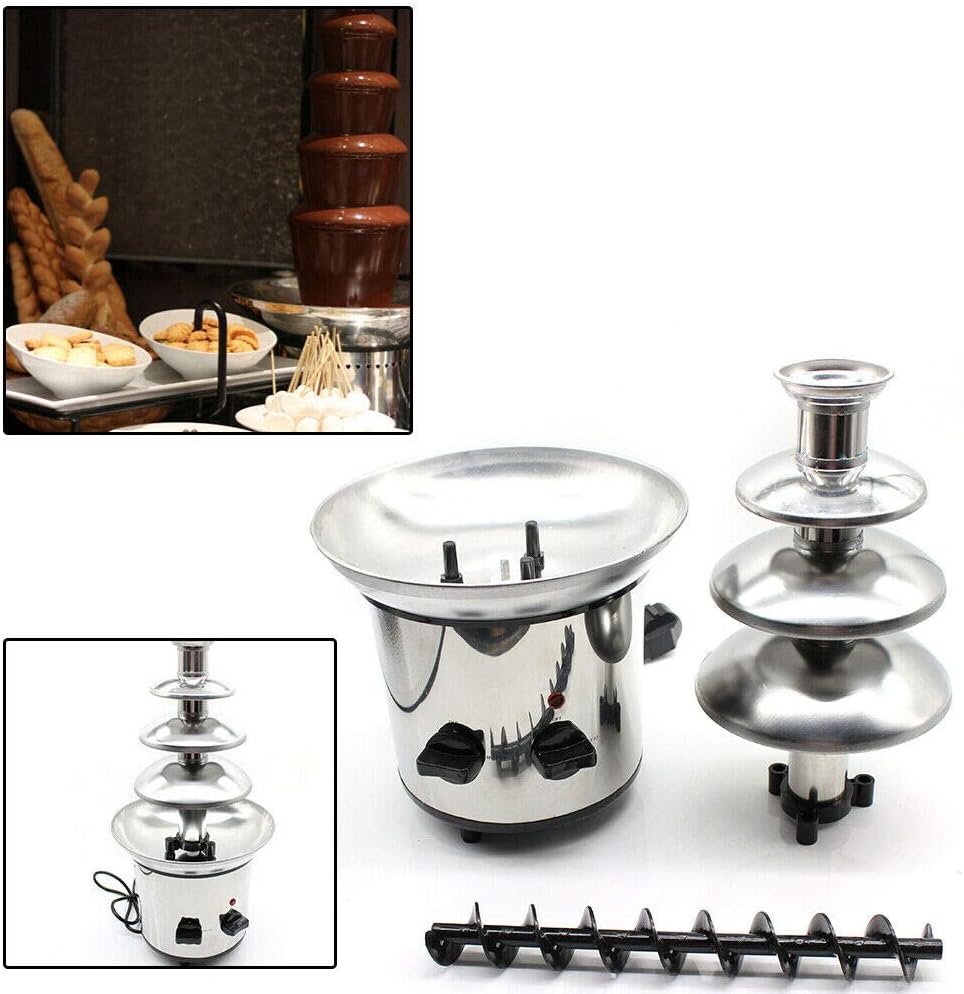 Schokobrunnen Schokolade Schokoladenbrunnen Chocolate Fountain mit Schmelzfunktion Edelstahl 4 Etage
