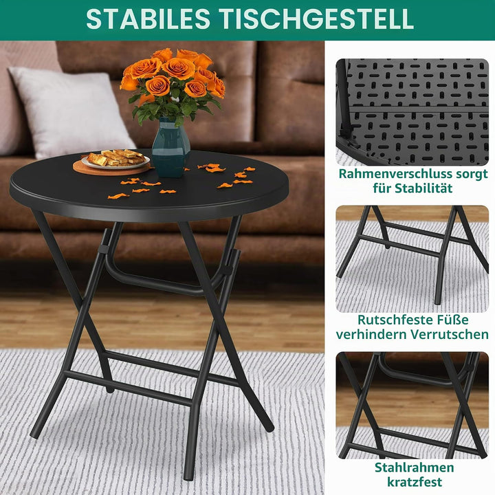 YITAHOME 80cm Gartentisch, Runder Klapptisch, Balkontisch Klappbar, Campingtisch Wetterfest für Outd