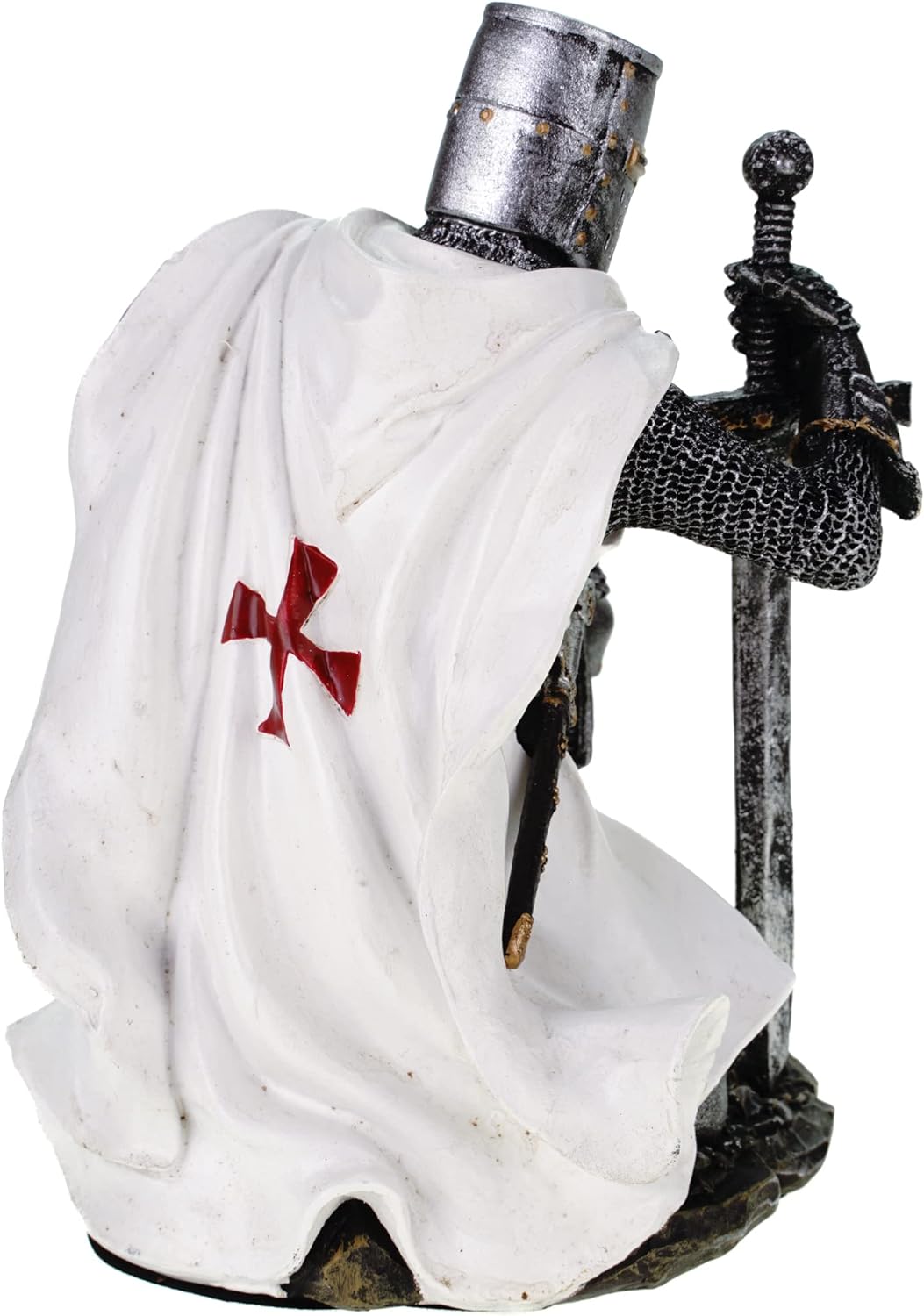 Tempelritter knieend 17 cm Figur Templer Ritter Templerkreuz Deko Skulptur