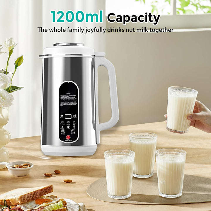 Sojamilch Maschine,Pflanzenmilchbereiter 1200ml, Multifunktionaler Hafermilch Maschine für Hausgemac