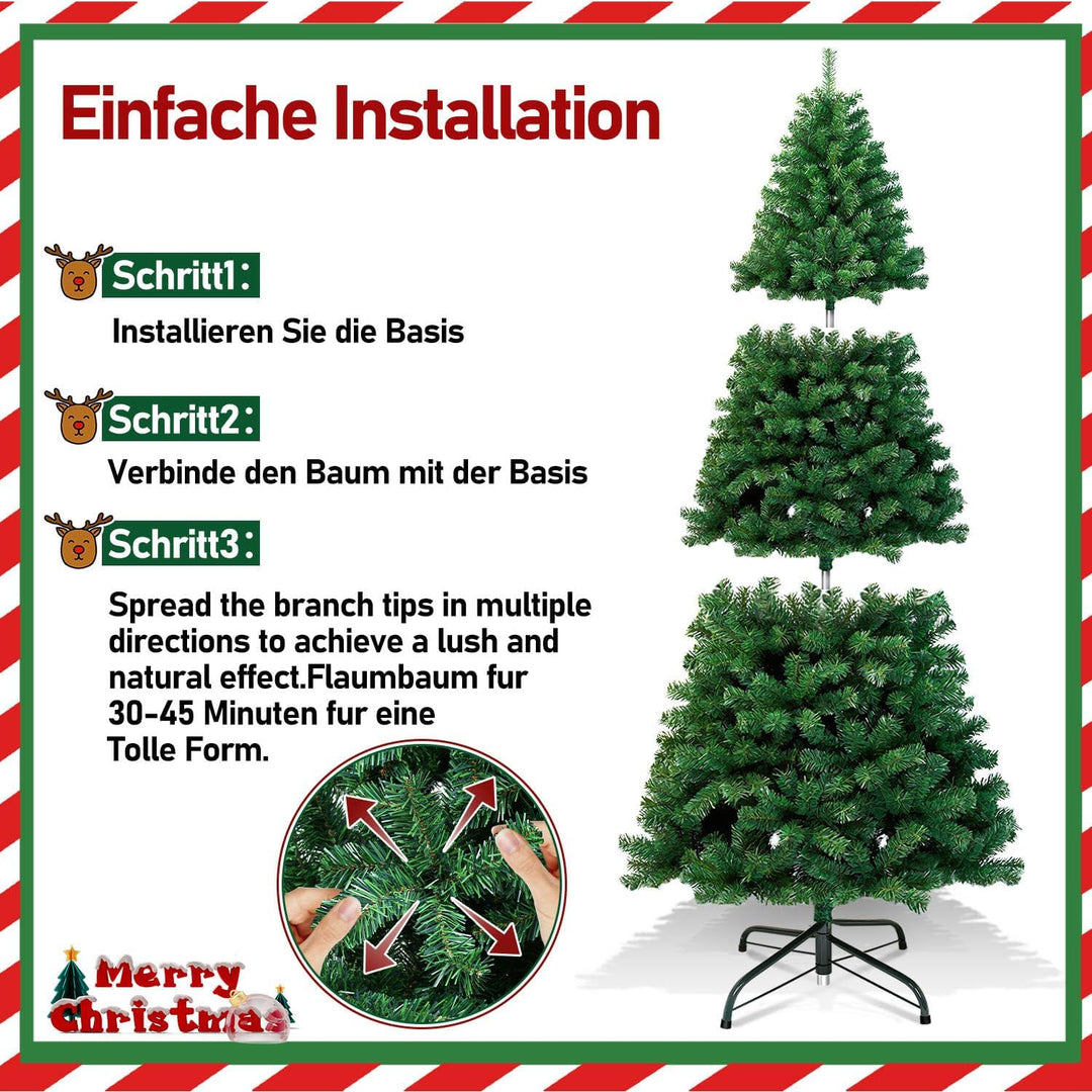 Gimisgu künstliche Weihnachtsbaum, 150cm PVC Künstlicher Christbaum mit 350 Spitzen, Einfacher Aufba