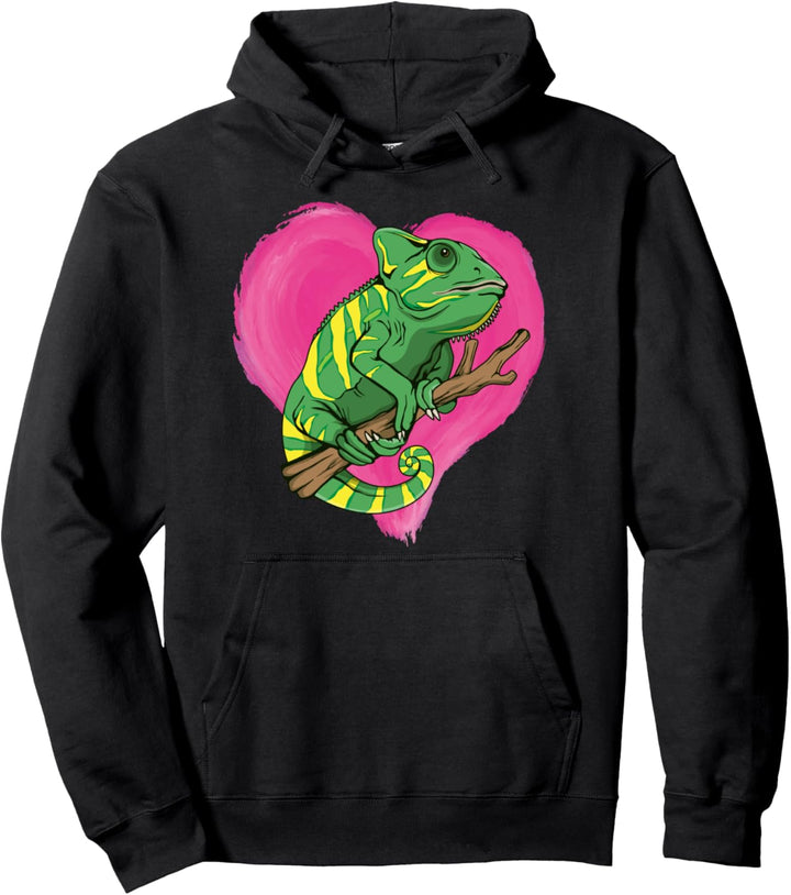Chamäleon Herz Design Reptil Liebe Love Chamäleons Pullover Hoodie