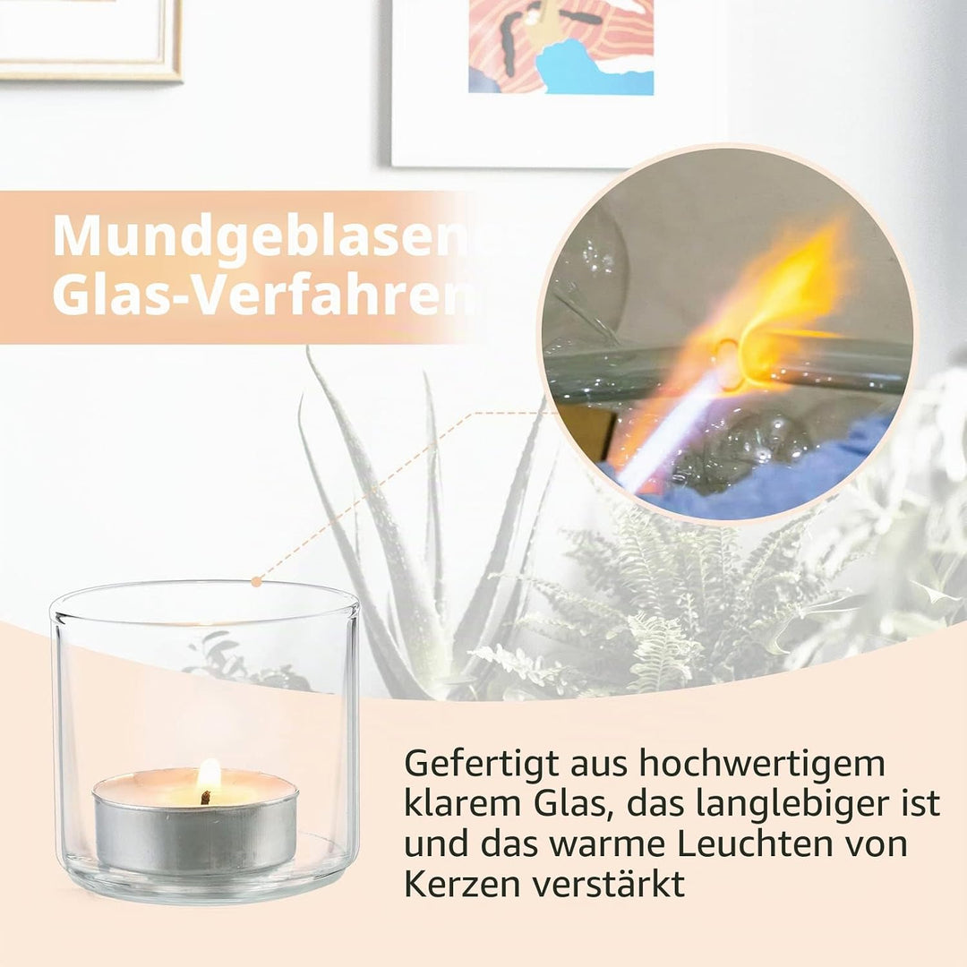 Nuptio Set von 12 Klaren Votivglas Teelichthalter Teelichthalter-Set Tischkerzenhalter 5.7cm Breite