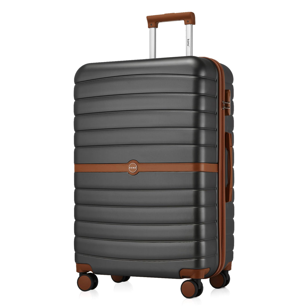 KONO Koffer Reisekoffer Trolley Koffer Gross von ABS+PC Hartschalenkoffer mit Zwillingsrollen und Za