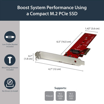 StarTech.com M2 PCIe SSD Adapter - x4 PCIe 3.0 NVMe / AHCI / NGFF / M-Key - Niedrigprofil und Vollpr