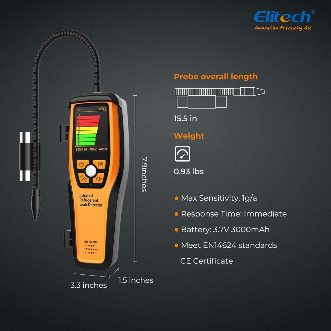 Elitech Infrarot Kältemittel Lecksucher ILD-200 Pro Max Hochpräzise 1g/Jahr Erkennung R134a/R1234yf