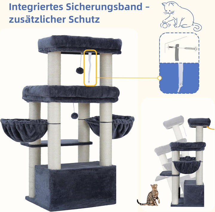 Hey-brother Kratzbaum, Stabil Katzenbaum für grosse Katzen und Maine Coons, mit 8 cm dicken Sisal-Kr