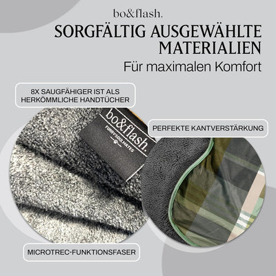 bo&flash Design Hundehandtuch für grosse und kleine Hunde – Trendiges Handtuch mit 2 praktischen Tas