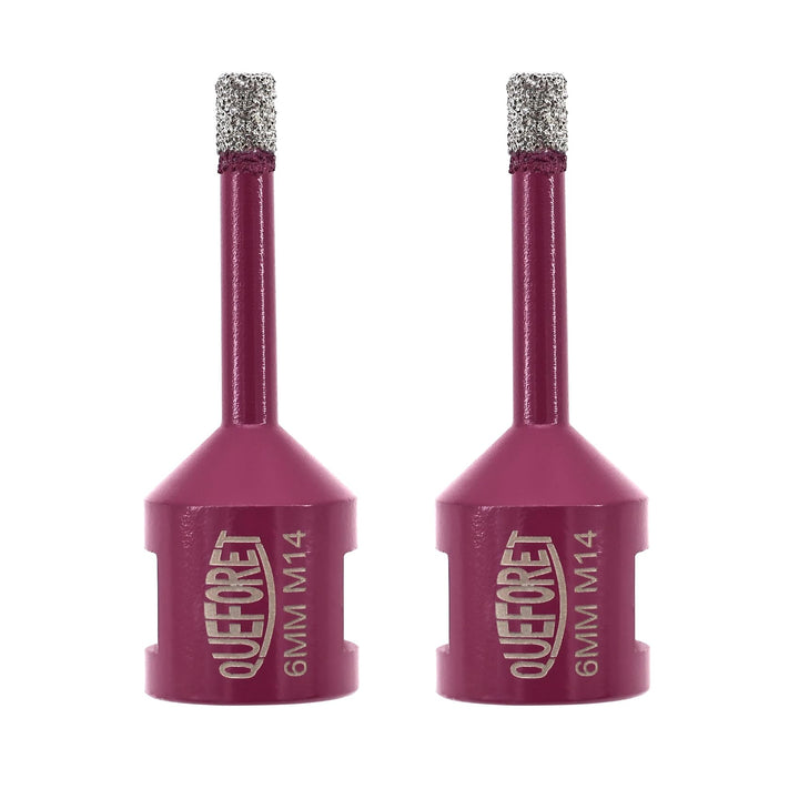 QUEFORET Diamant Fliesenbohrer Set 6mm x M14-2 Stücke Bohrkronen für Fliesen Keramik Porzellan Marmo
