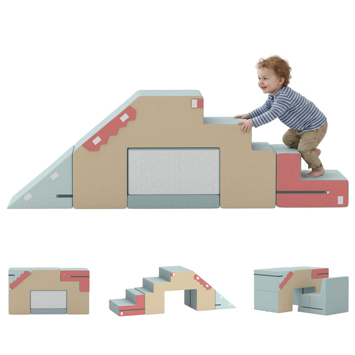 AIYAPLAY Schaumstoff Bausteine für Kinder 2er Set rutschfest XXL Bunt | Softbausteine, Montessori Sp