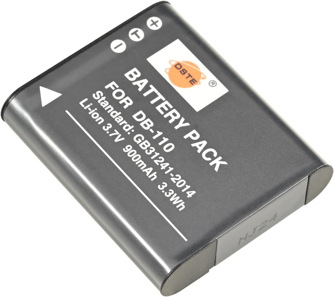 DSTE® 2-Pack Ersatz Batterie DB-110 und DC16E Reise Ladegerät Compatible für Ricoh GR III,Ricoh WG-6