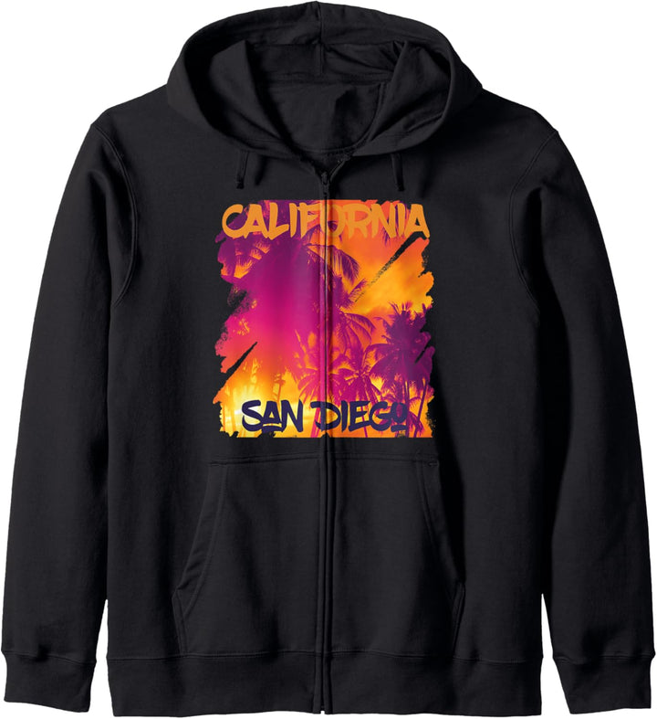 San Diego Surfpalmen California Vacation Ocean Kapuzenjacke