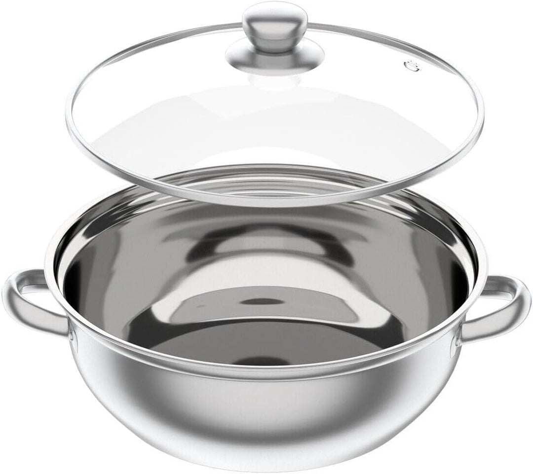 Edelstahl Dampfgarer Dampfkocher Dampfkochtopf Kochtopf Set + Glasdeckel Mit Dampf GemüSe Und Kartof