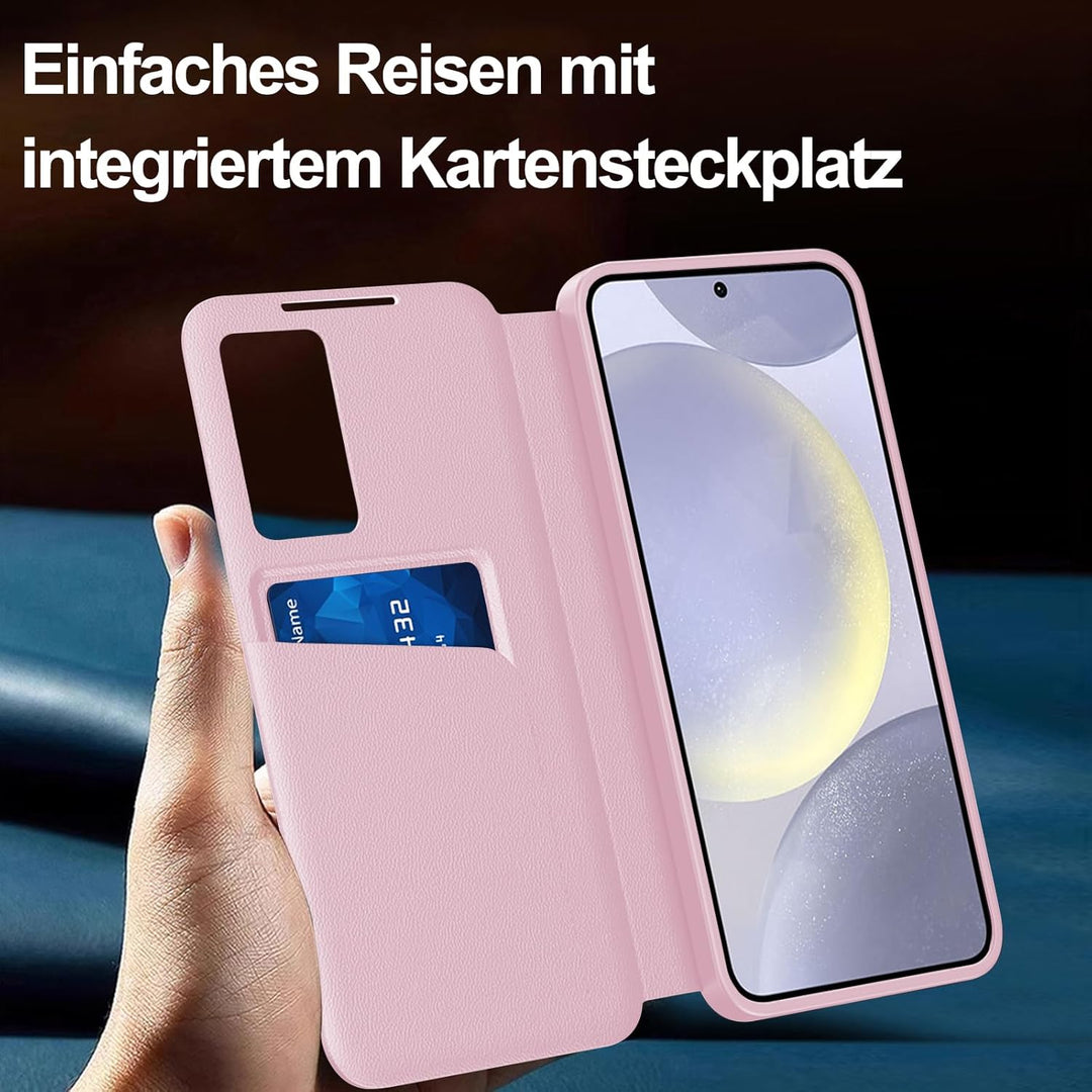 für Samsung S24 Smart View Hülle, Wallet Smartphone Case, für Samsung Galaxy S24 Handyhülle Clear Vi