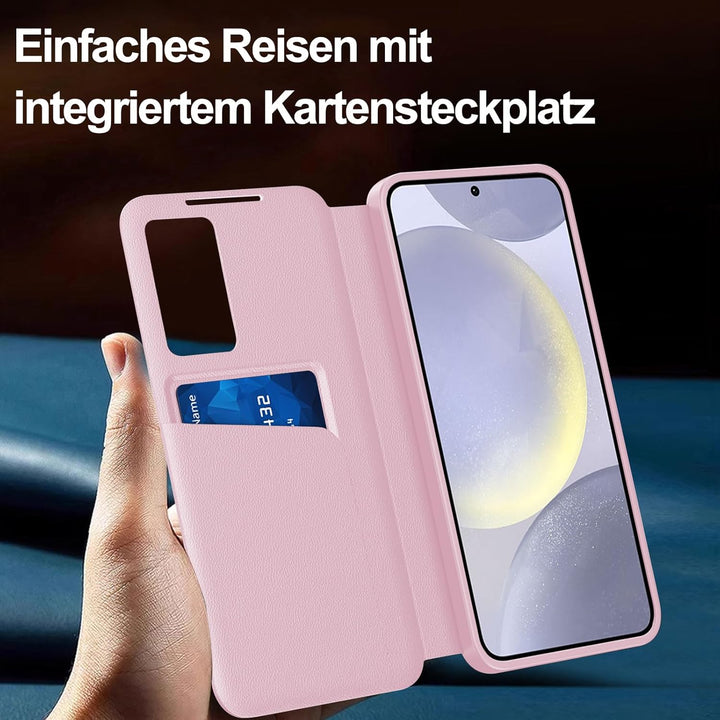 für Samsung S24 Smart View Hülle, Wallet Smartphone Case, für Samsung Galaxy S24 Handyhülle Clear Vi