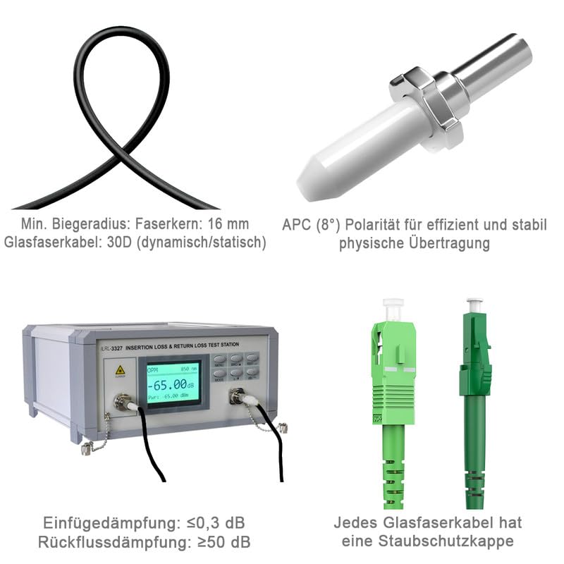 RamboCables 10M Gepanzerte Glasfaser-Kabel LC/APC auf SC/APC, Simplex Singlemode Gepanzerte Glasfase
