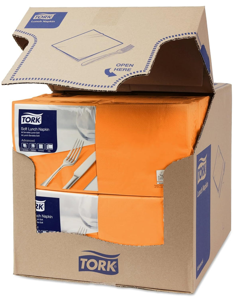 Tork 477870 Soft Lunchservietten Orange / 3lagige, saugfähige Papierservietten in Orange / Vielfälti