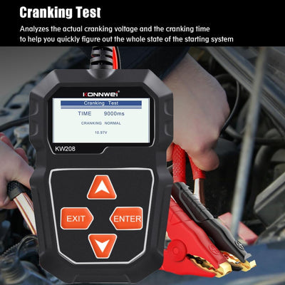 KONNWEI KW208 12V Batterietester, 100-2000 CCA Lasttester KfZ-Lichtmaschinen-Tester Digitaler Auto-B