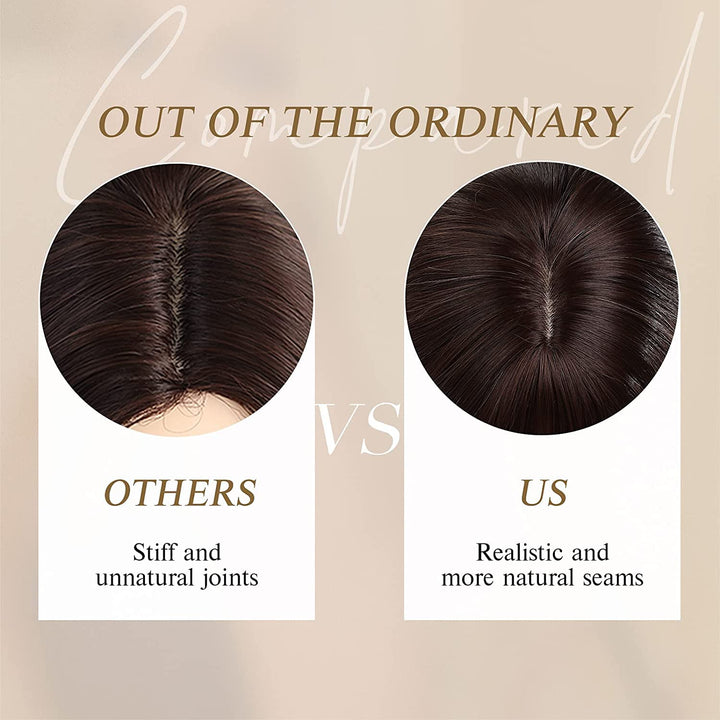 HAIRCUBE Lange Braune Perücken für Damen, Synthetische Perücken mit Pony Hitzebeständige Perücken Sc