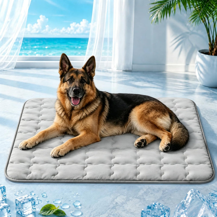 Selbstkühlende Kühlmatte für Hunde und Katzen – 101 × 149 cm – Atmungsaktive Polyester Hundematte, W