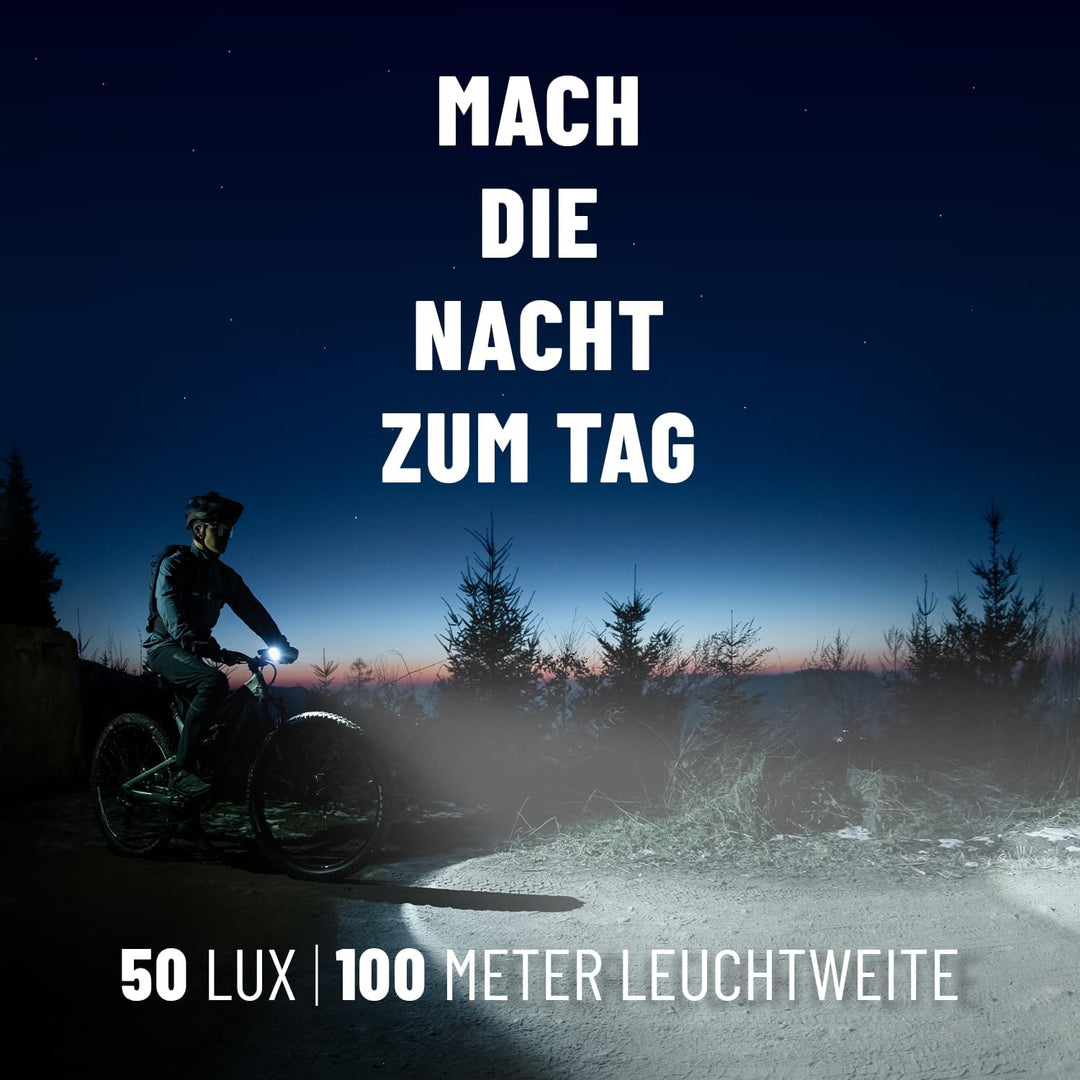 ABSINA LED Fahrradlicht Set USB aufladbar - 180 Lumen &amp; 50 Lux - Fahrradbeleuchtung Set StVZO zugela