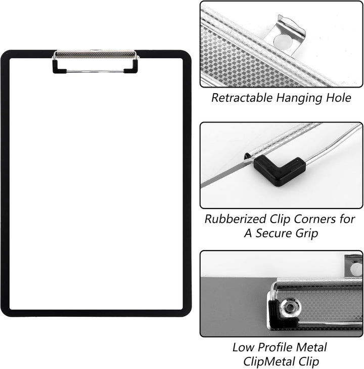 12er Set Klemmbrett A4 Bunt, Stabile Schreibplatte aus Kunststoff, Robustes Clipboard A4 für Büro, S