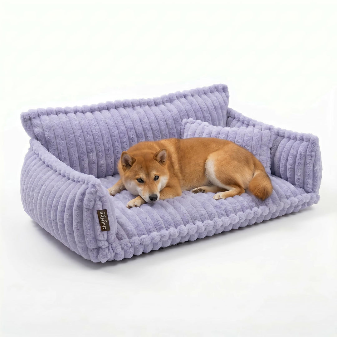 Hundesofa Chaffar Hundebett | Orthopädische Matratze | Moderner Stil | Cord-Design Grössen (Flieder,