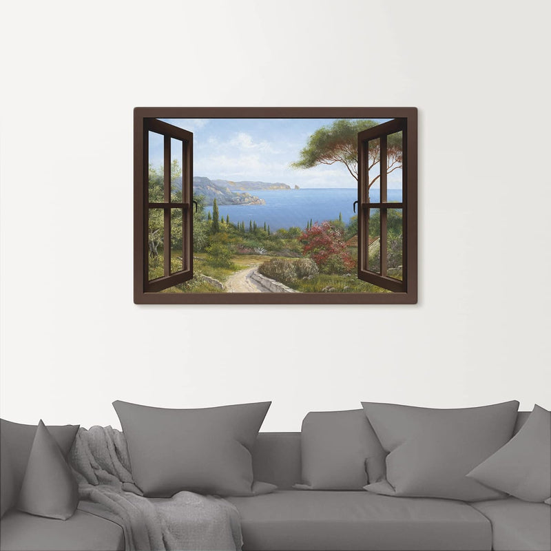 Artland Leinwandbild Wandbild Bild Leinwand 100 x 70 cm Landschaften Fensterblick Haus am Meer I T4E