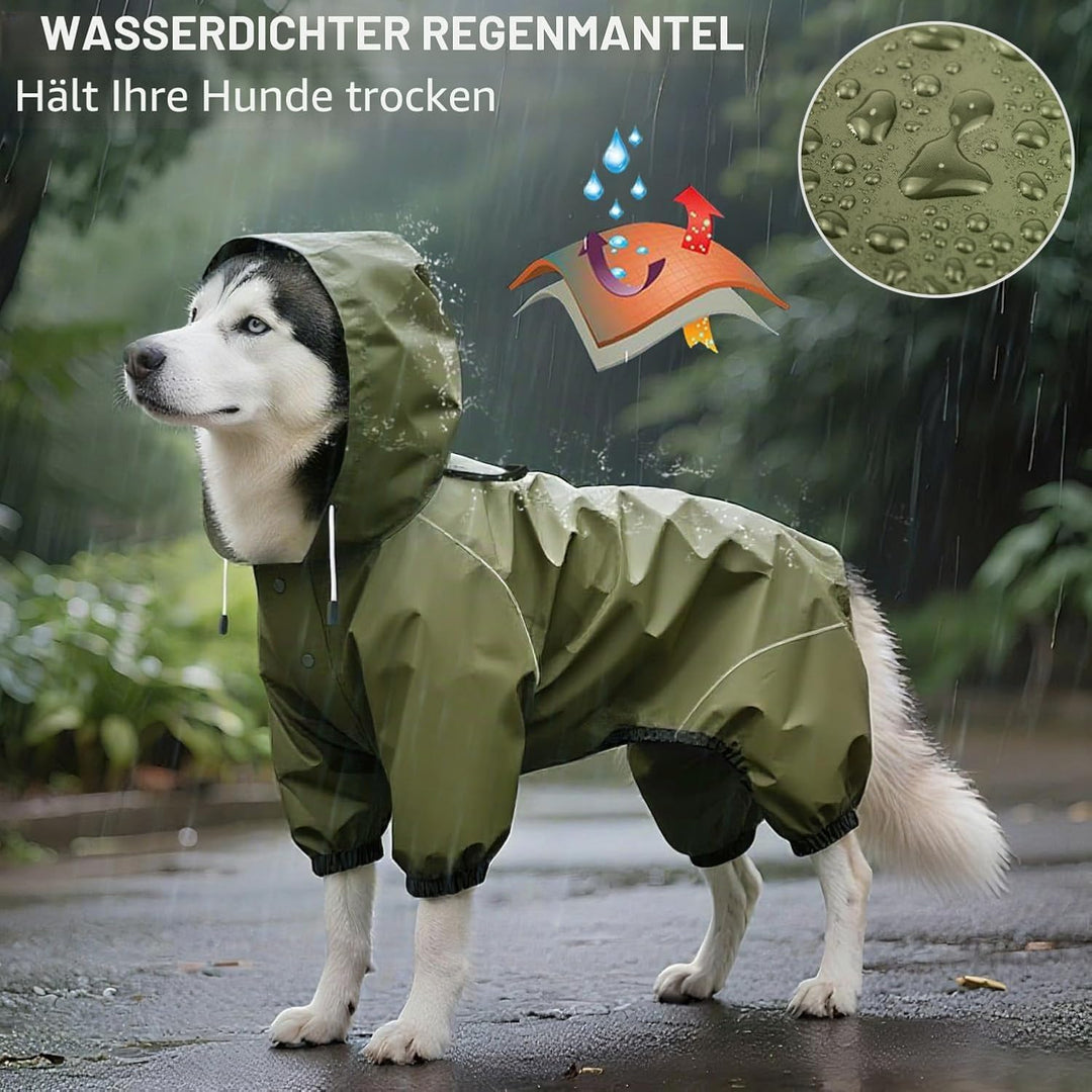 Idepet Regenmantel für Hunde Regenjacke Hund Winddicht Wasserdicht Hundamantel mit Kapuze für kleine