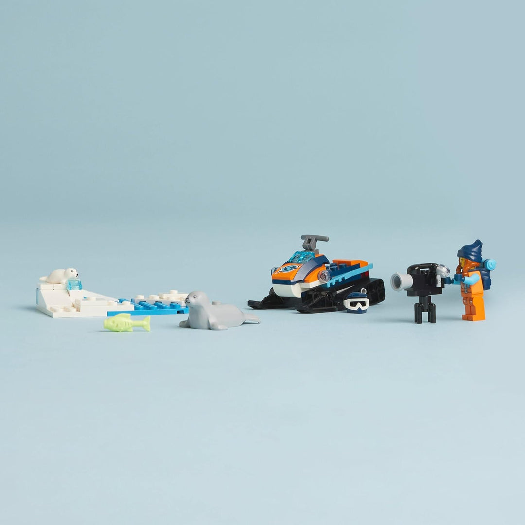 LEGO 60376 City Arktis-Schneemobil, Konstruktionsspielzeug-Set mit 3 Tier-Figuren und Einer Explorer