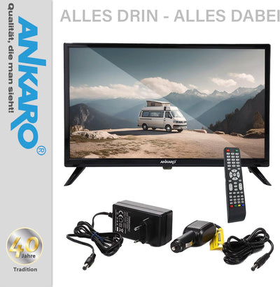 ANKARO ANK CL-2402-24 Zoll LED TV perfekt für Camping - 12V / 230V Betrieb mit Triple Tuner (DVB-S2/