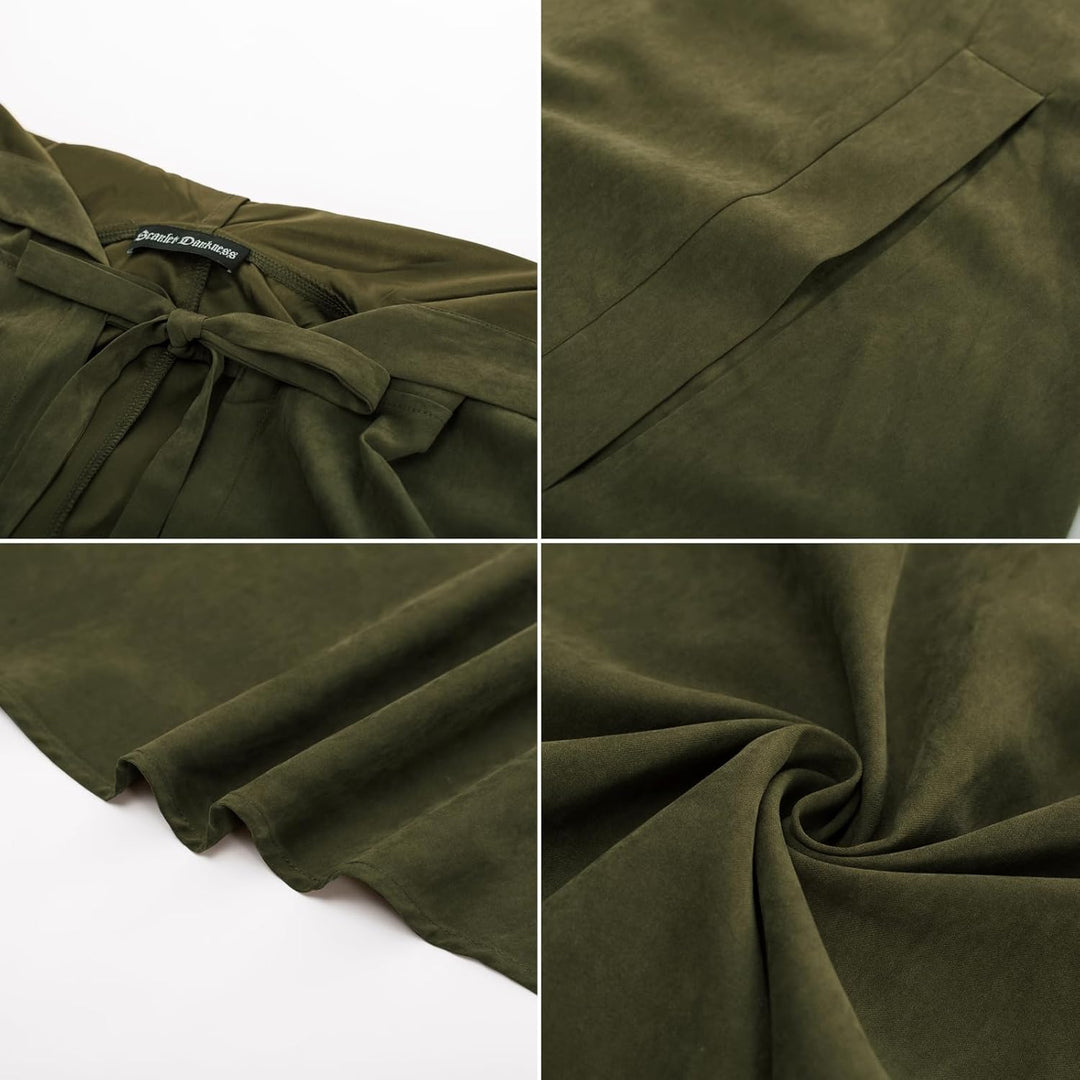 SCARLET DARKNESS Damen Mittelalter Umhang mit Kapuze Unisex Maxi Umhang Hexe Cosplay Cape Olivgrün,