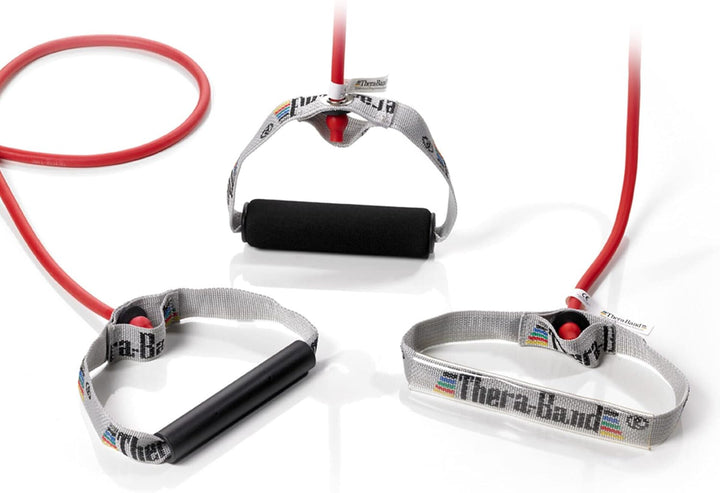 TheraBand Widerstandstrainer Bodytrainer Tubing mit festen Griffen Rot | Mittel, OneSize