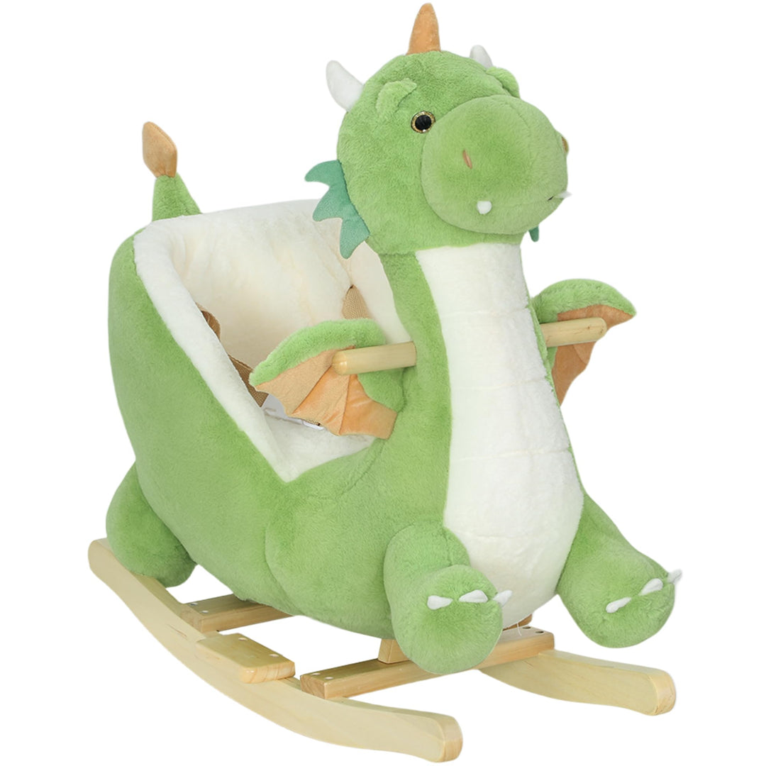 AIYAPLAY Schaukeltier, Dinosaurier-Schaukel, interaktive Tiergeräusche, weiche Füllung, Holzrahmen,
