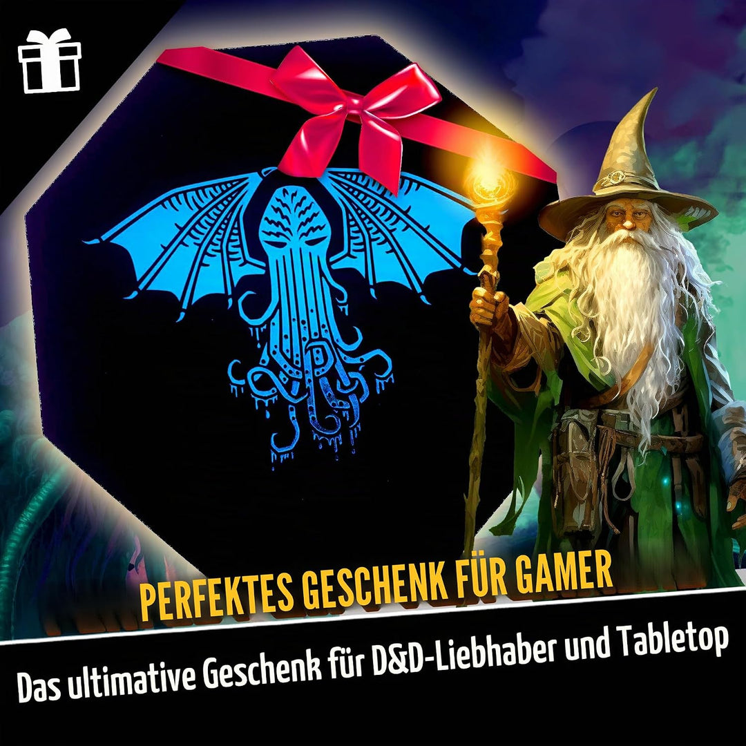 Fantasydice - Thulhu Tome Blue - Würfeltablett - 20,3 cm achteckig mit Deckel und Würfelfel-Bereich