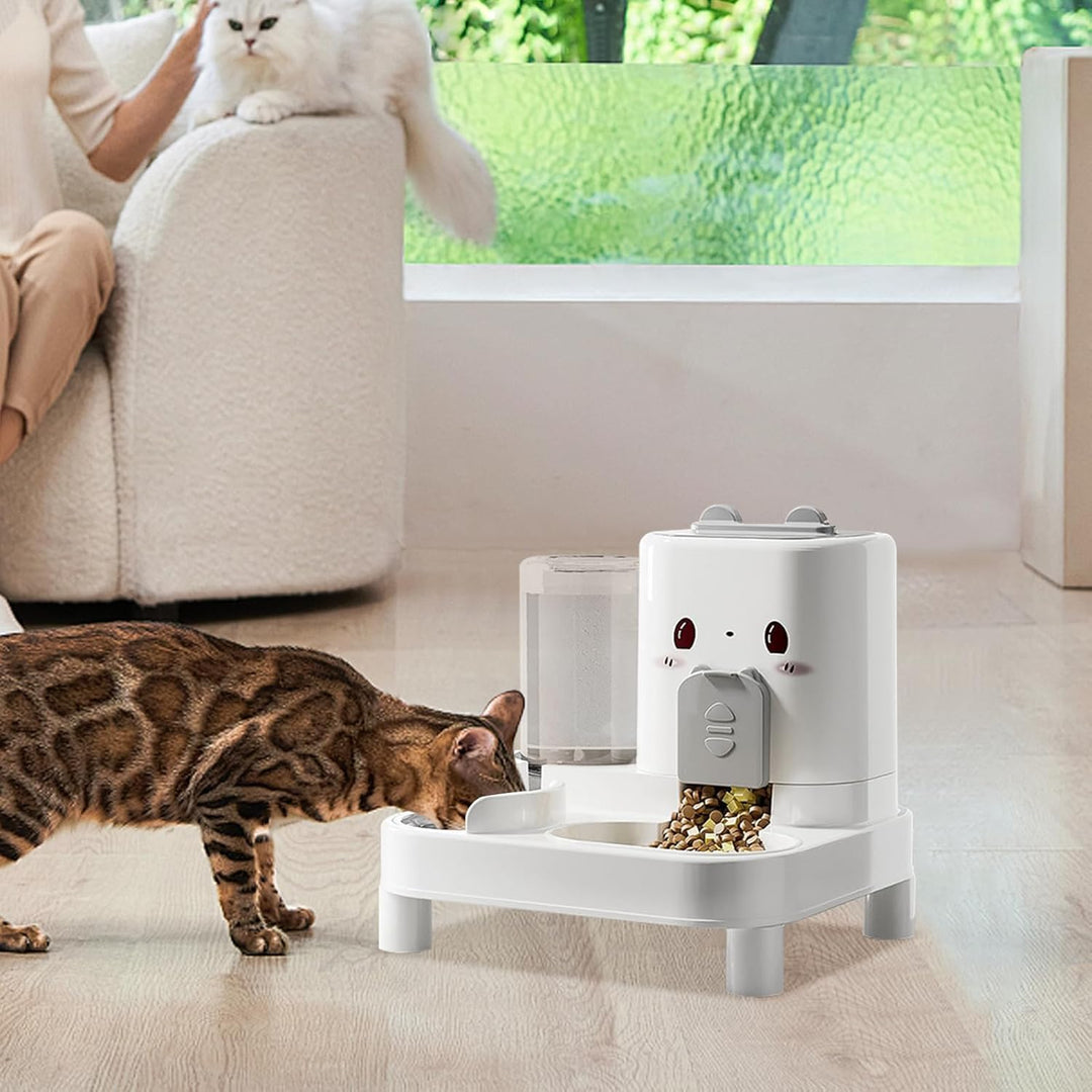 Katzenfutterstation und Wasserspender, 2-in-1-Futterspender für Katzenfutter, abnehmbare Haustier-Be