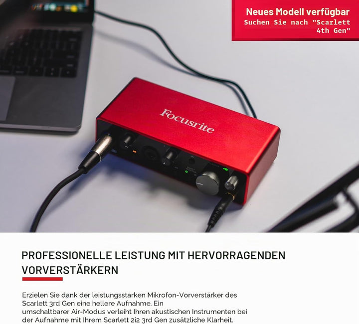 Focusrite Scarlett 2i2 3. Gen USB-Audio-Interface für Aufnahmen, Komposition, Streaming – High-Fidel