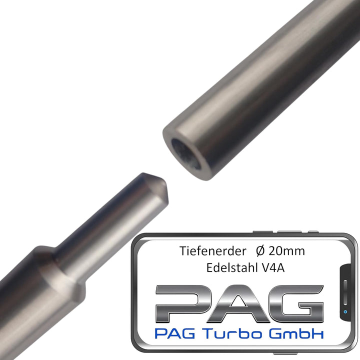 Tiefenerder Ø20mm V4A Edelstahl Erder 3m SET + Klemme - von PAG Turbo GmbH®, 3