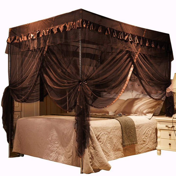 Mengersi Betthimmel mit 4 Ecken, für Bett, King-Size-Bett, königliches, luxuriöses Moskitonetz, Schl
