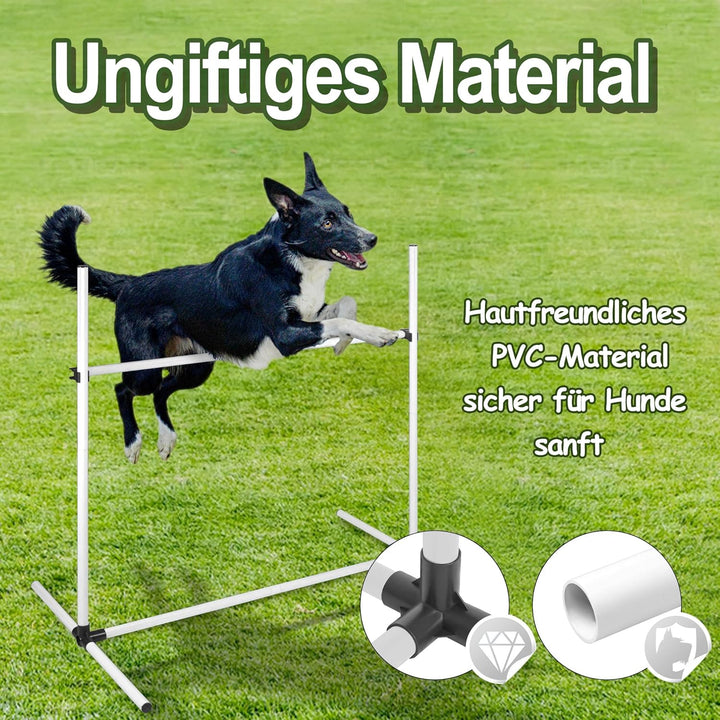 Weiss 4X Hürden für Hunde Agility-Ausrüstung Slalom Stangen Höhenverstellbar Slalom Training Trainin