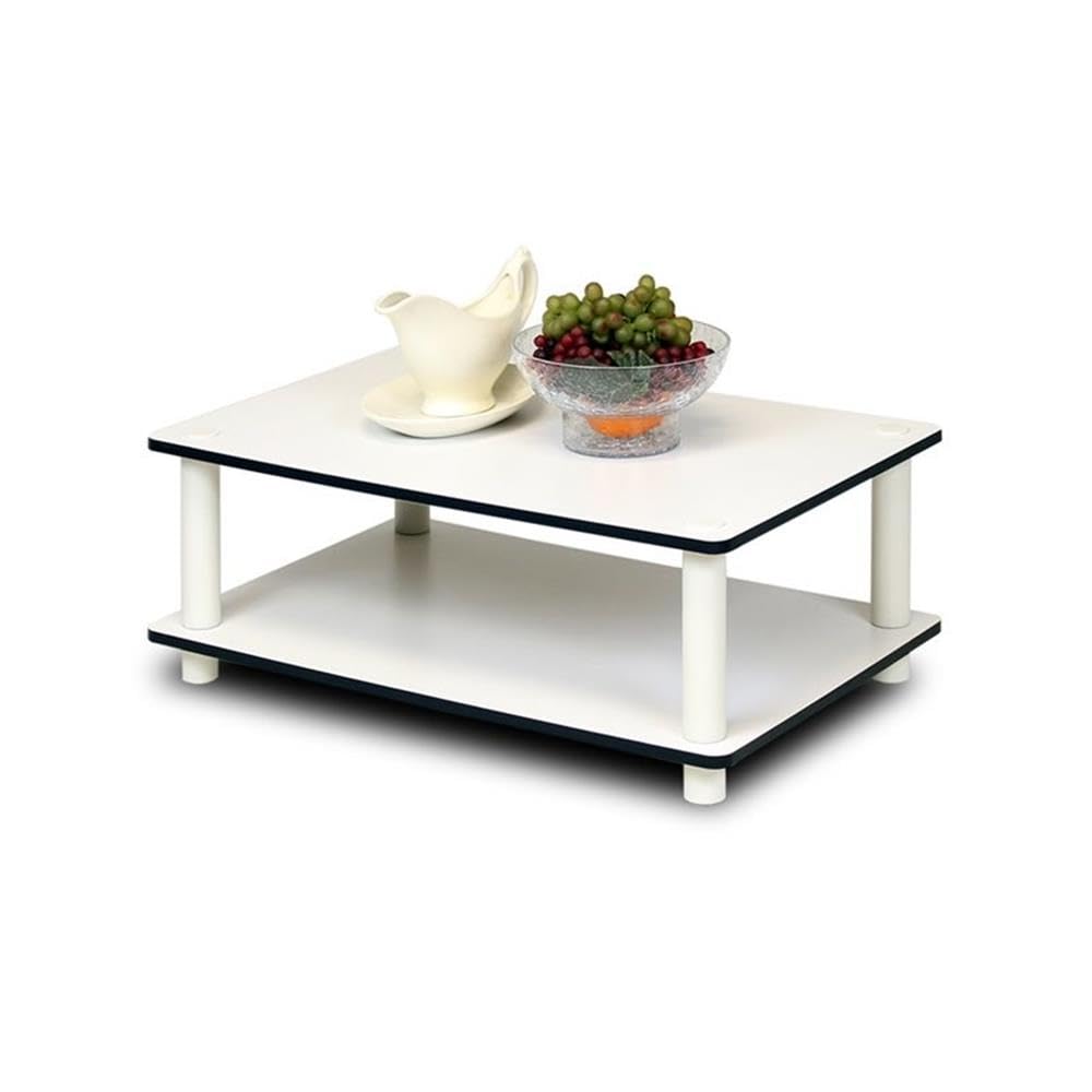 Furinno Just 2-Tier No Tools Fernsehstand, TV-Ständer, Couchtisch, Weiss, 59.9 (Breite) x 22.4 (Höhe