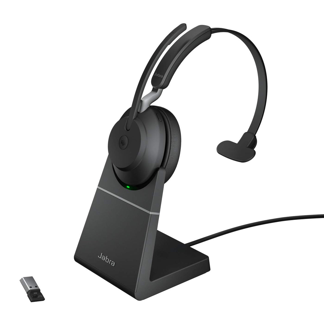 Jabra Evolve2 65 Wireless PC Headset with Charging Stand – Noise Cancelling Microsoft Teams Certifie