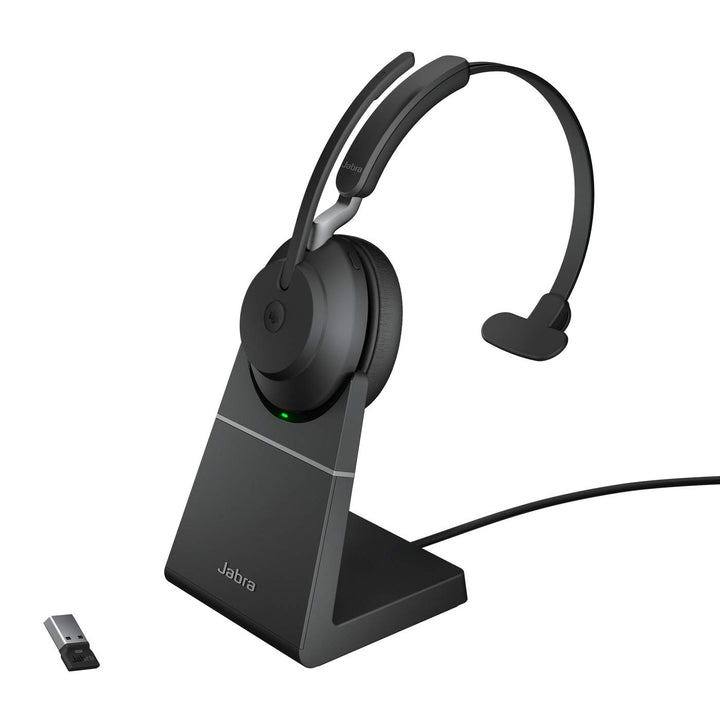 Jabra Evolve2 65 Wireless PC Headset with Charging Stand – Noise Cancelling Microsoft Teams Certifie