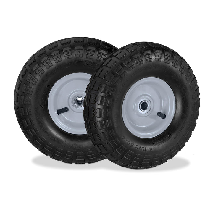 4 x Sackkarrenrad 4.1/3.5-4, luftbereifte Ersatzräder, für 16 mm Achse, 136 kg, Stahlfelge, 260x85 m